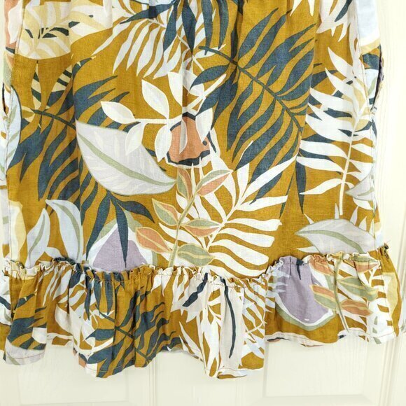 C&C California 100% Linen Pull On Ruffle Mini Skirt S Cream/Tan - Picture 10 of 11